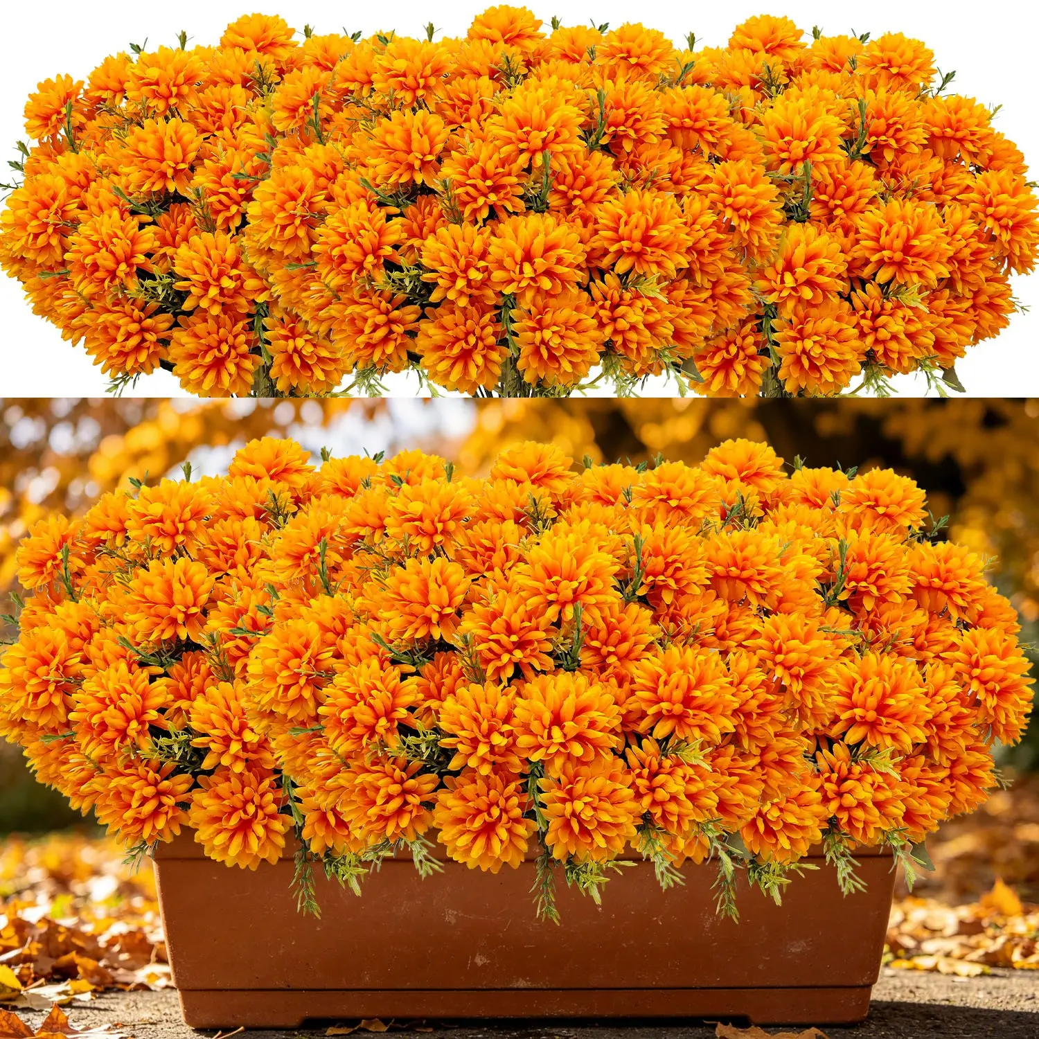 4 Bundles of Artificial Chrysanthemum Flowers, 20 Heads, Fall Decor, Thanksgiving, Halloween, Wedding Centerpieces, Indoor/outdoor Use