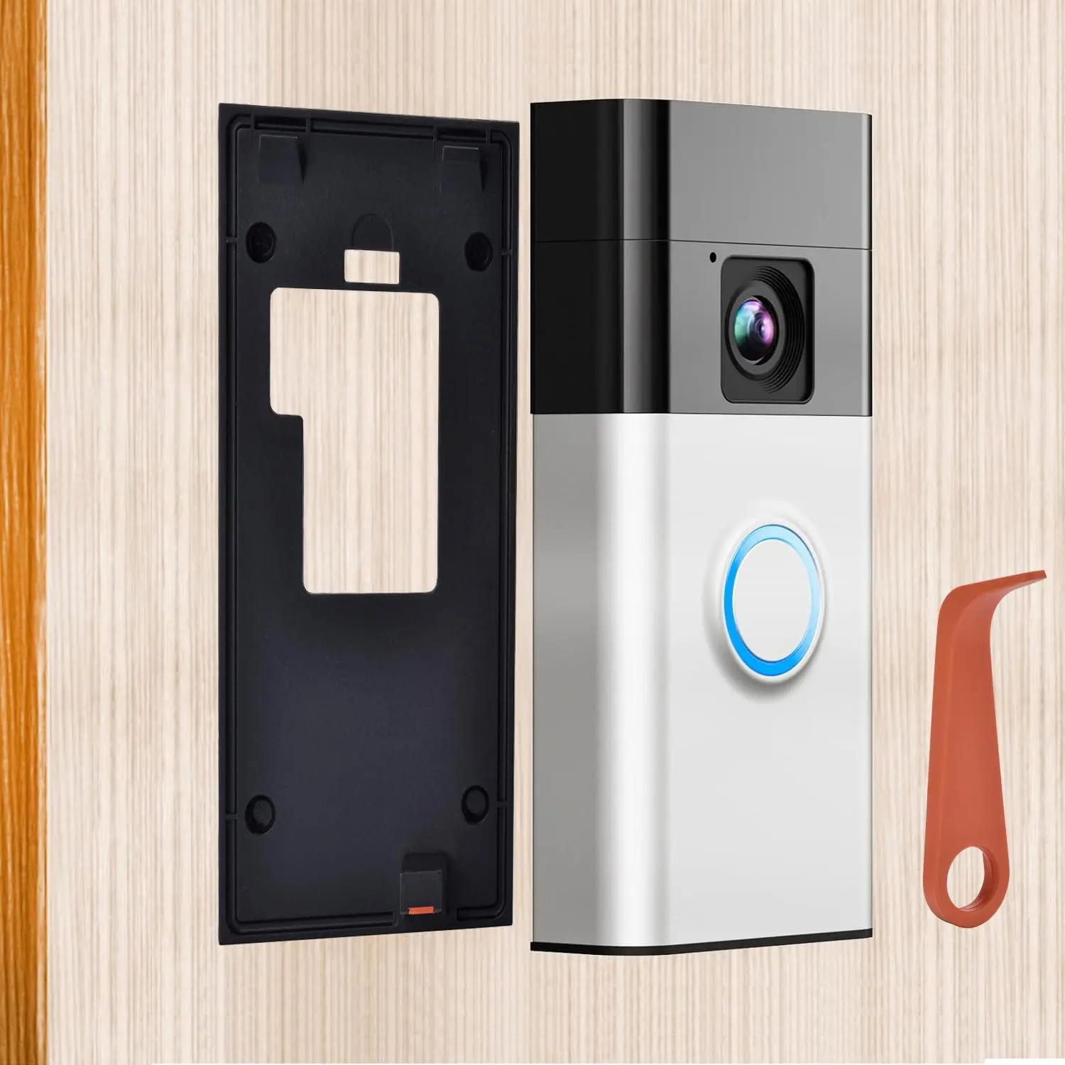 Adhesive Video Doorbell Mount for Ring  Doorbell(2024 Release) No Drilling Camera Door Mounting Holder Bracket Accessories for Apartments Office Houses (Black)