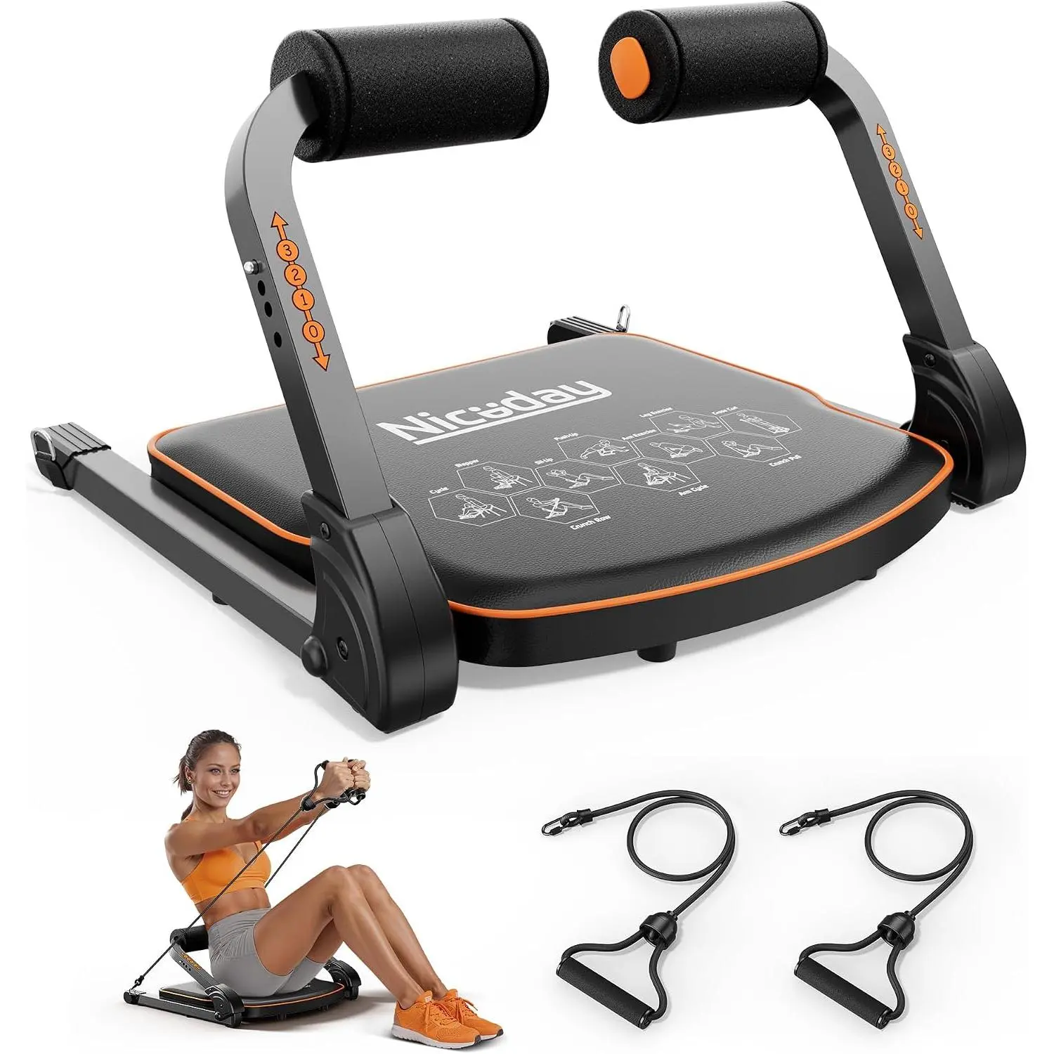 Ab Workout Equipment, Ab Machine for  Workout, Ab Trainer Machine for , Ab  Machine for  Exercise, Sit Up Machine with 330 LBS Weight Capacity with Resistance Bands