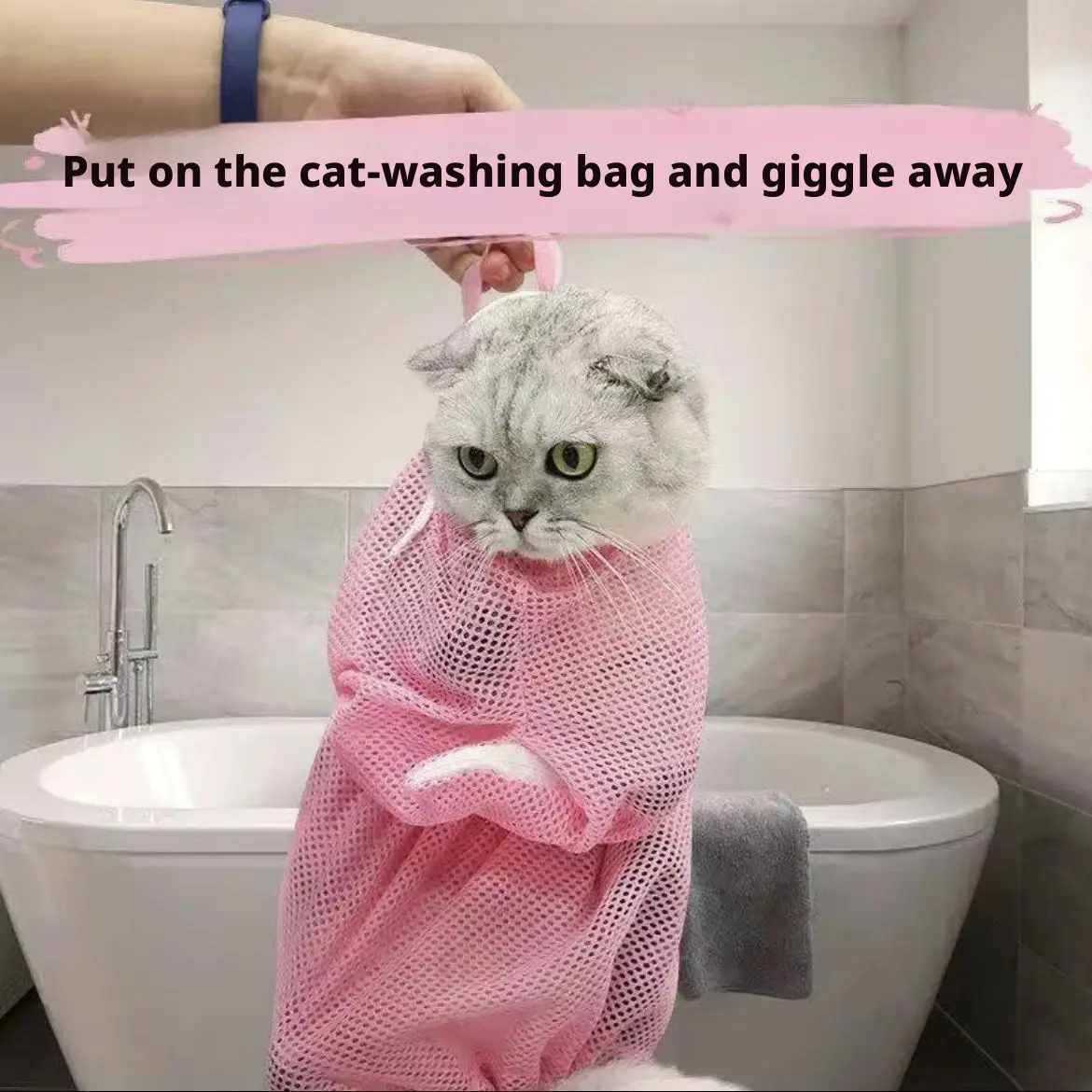 Cat Bathing Tool Anti-Scratch Cat Bag, Multi-Use Fixed Cat Bathing Bag, Prevents Biting, Essential for Safe Cat Grooming