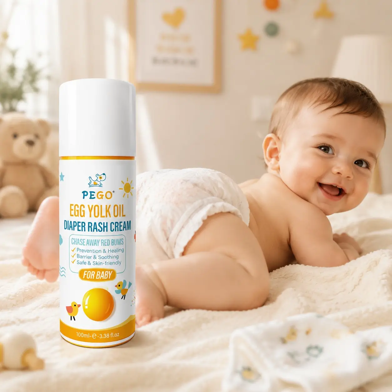 Baby Butt Cream for Newborns, Zinc Oxide Protection, Soothes Redness, Fragrance-Free, No Preservatives, Gentle on Sensitive Skin