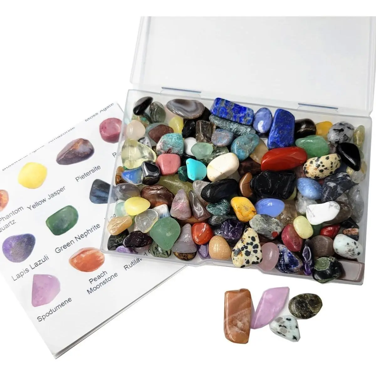 60Kinds+ Gemstones and Crystals Set,Bulk Tumbled Chips Crystals for Jewelry Making,Crushed Stones Rocks and Minerals Science Kit (0.55lb(60-65types))Gift