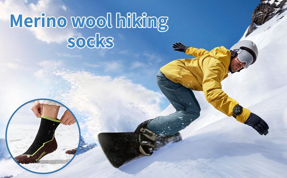Merino Wool Hunting Hiking Crew Socks for Men & Women,Ski Socks Warm Breathable,Sport Socks 3 Pairs
