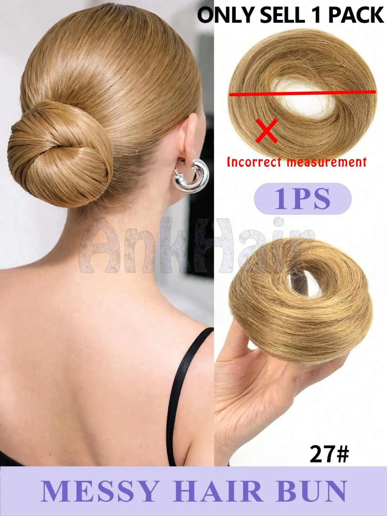 Elegant Wedding Hair Extension, 1pc Real Human Hair Bun, Thick & Natural Chignon, Secure Fit for Brides, Parties, Special Occasions
