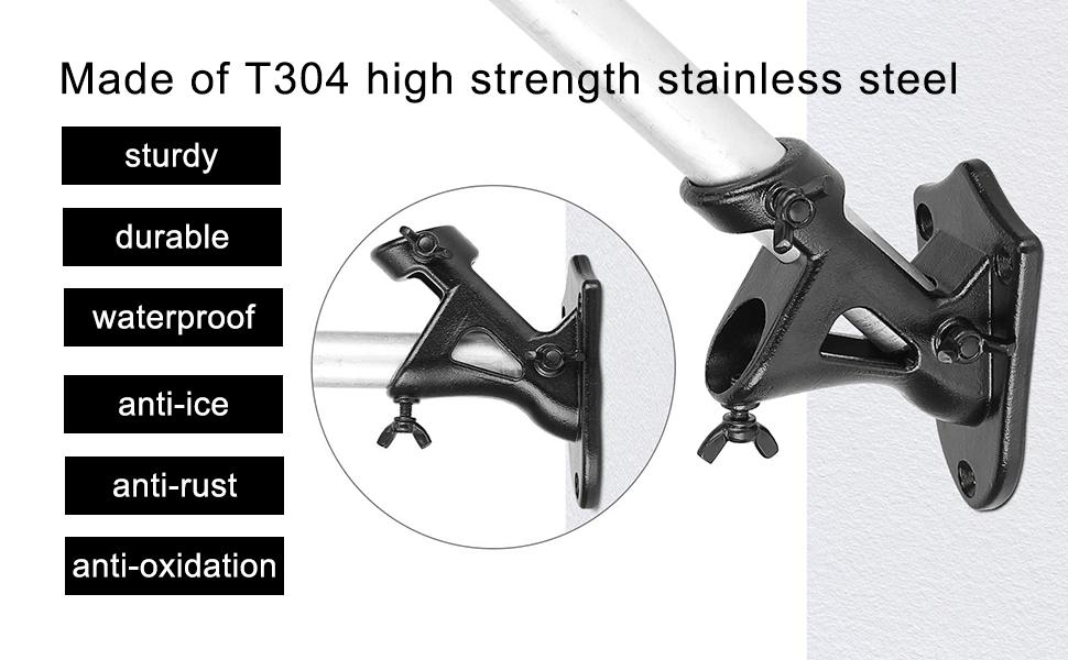Stainless Flag Pole Holder,Wall & Estate Flag Pole Bracket, Flag Pole mounting Bracket 2 Positions for 1" Flag Pole (Silver)