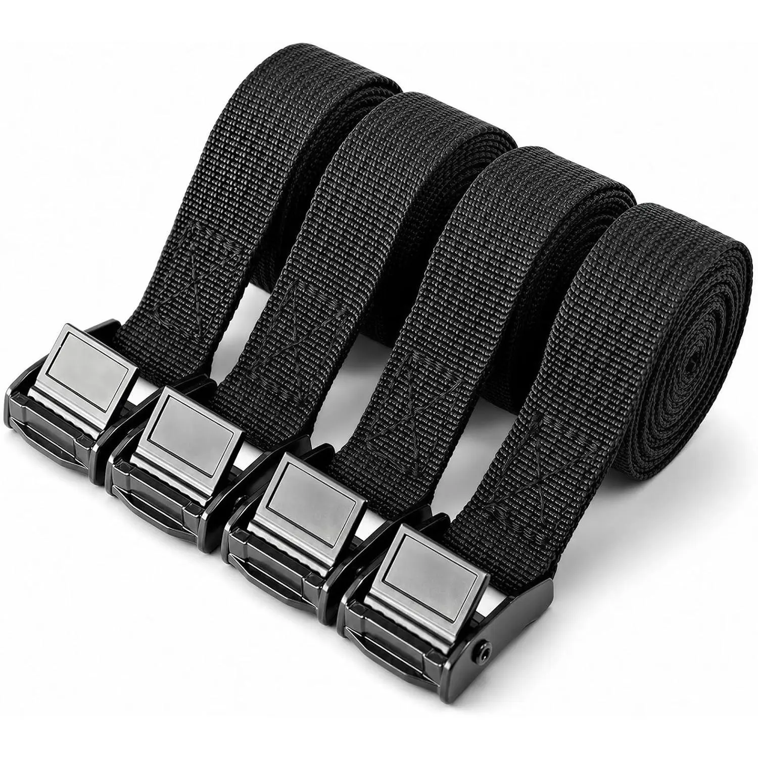 0.78" x5' Adjustable Cam Buckle Lashing Straps, Tie Down Straps for Cargo, , Luggage, , , 4 Pack, Black