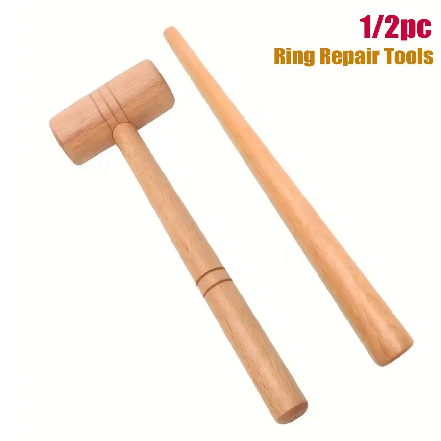 Wooden Ring Repair Tool Set, Adjustable Ring Sizer Wooden Hammer, Durable Jewelry Hammer, DIY Beading Accessories, 25mm Head