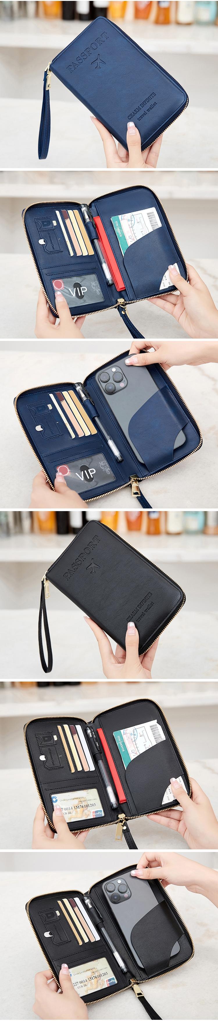 Travel Passport Wallet with Rfid Protection, Lightweight Anti-Theft Design, Zipper Closure, Card Holder, Travel Document Holder, Essential Travel Accessory