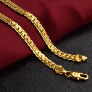 Elarique 18K gold-plated necklace jewelry, 5MM full-length necklace, European and American internet celebrity collarbone chain, gift with logo