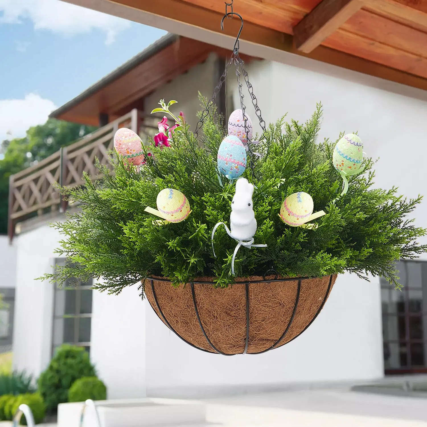 Cute Easter Bunny Flower Basket Home Decoration Gift