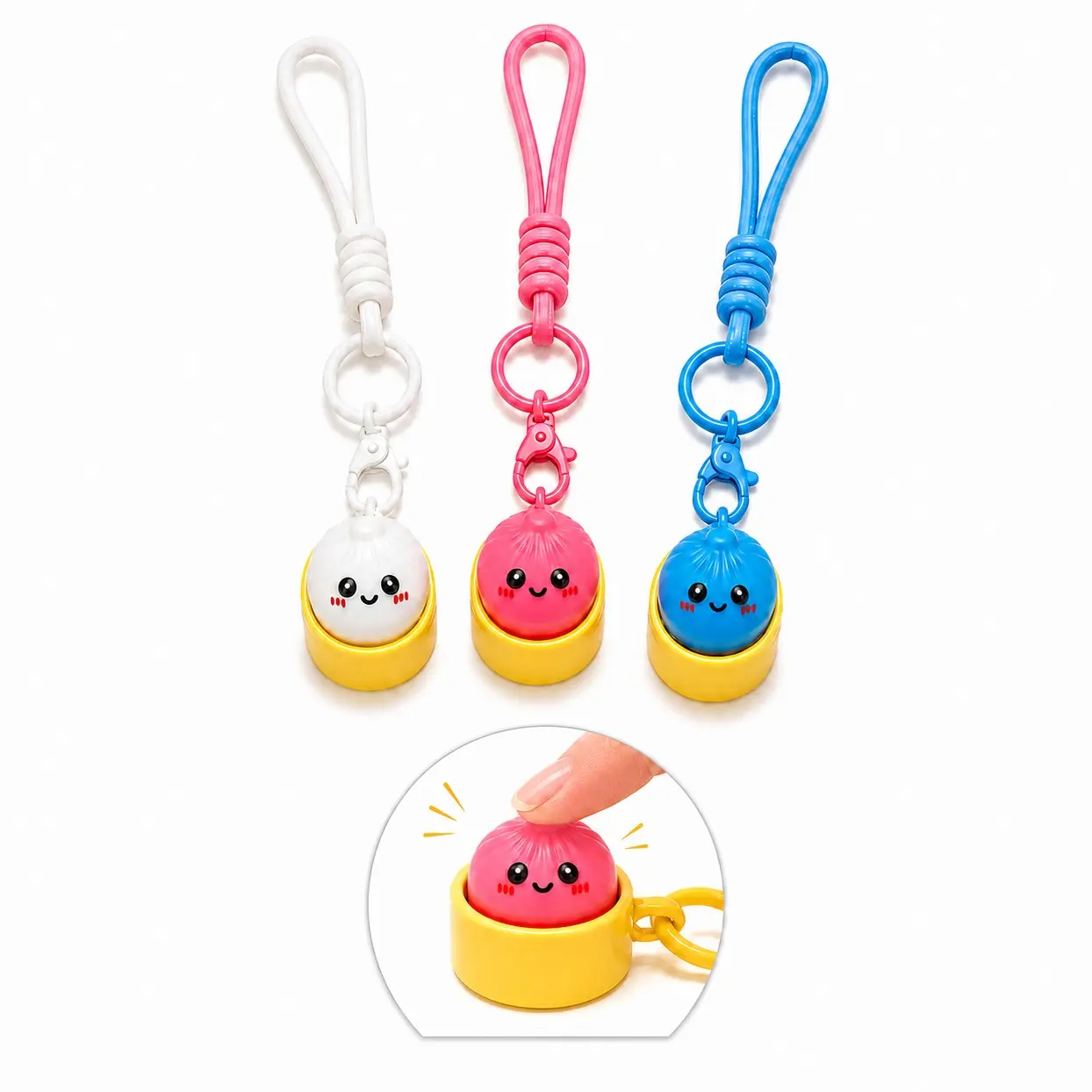 3-Pack Dumpling Clicker Set, Stress Relief Toy, Keychain with Crisp Sound, Cute Mini Button Toy, Perfect for Relaxation
