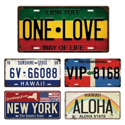Vintage License Plate Metal Tin Sign, 1 Count Wall Art Decor, Indoor & Outdoor Decoration for Home Decor, Room Decor, Garage Decor, Bedroom Decor, Vintage Garage Signs, Decorative Wall Plaque, Wall Decor Plaque