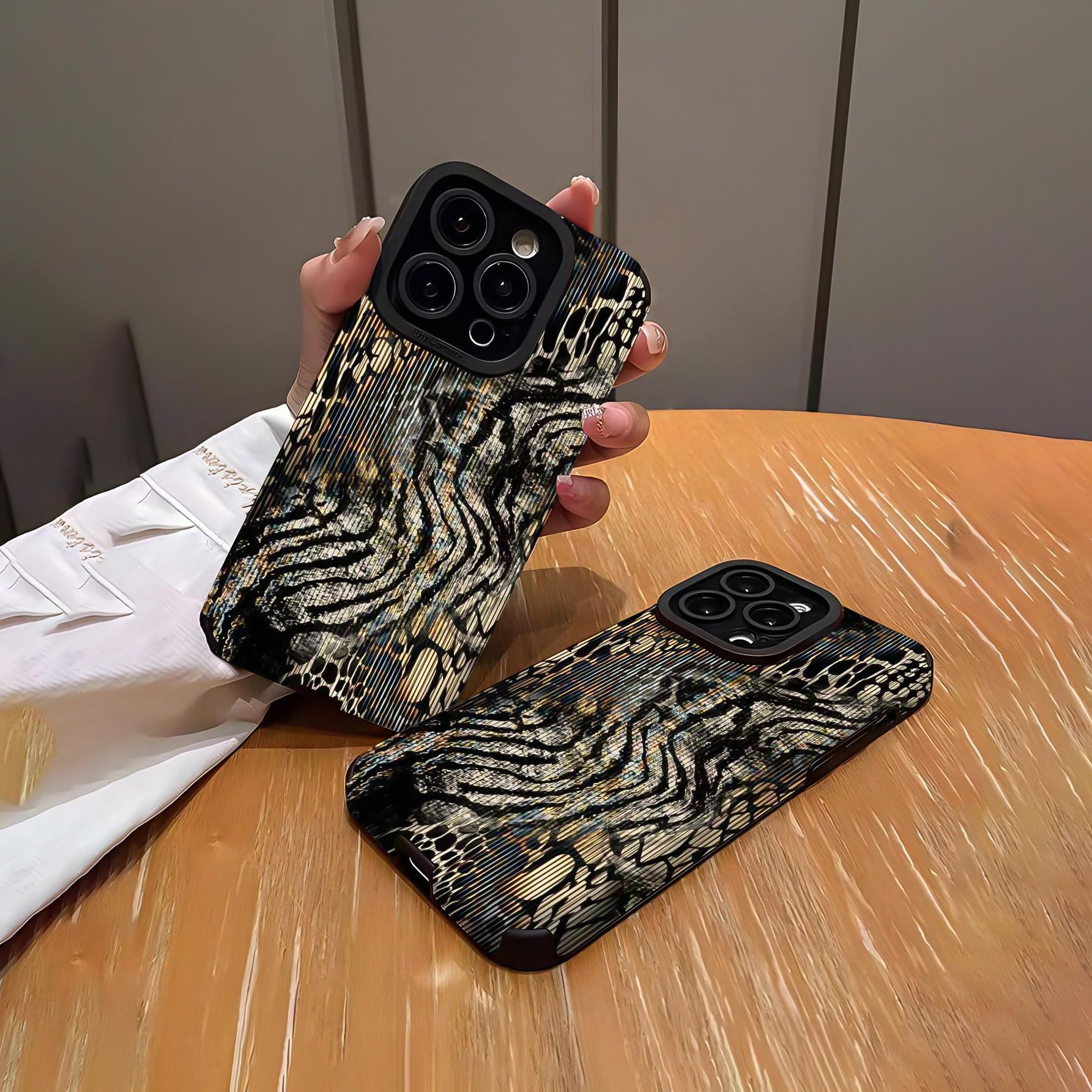 Fashionable Elegant Snake Skin Pattern Phone Case, Anti-drop Shockproof Phone Protector Cover, Phone Accessories, Shockproof Tpu Cover, Compatible with iPhone 16 15 14 13 12 11