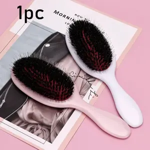 Natural Boar Bristle Hair Brush, 1/2 Counts Anti-static Hair Massage Comb, Hair Styling Tool for Women & Men, Portable Travel Comb, Anti Static Hairbrush, Hair Grooming Brush
