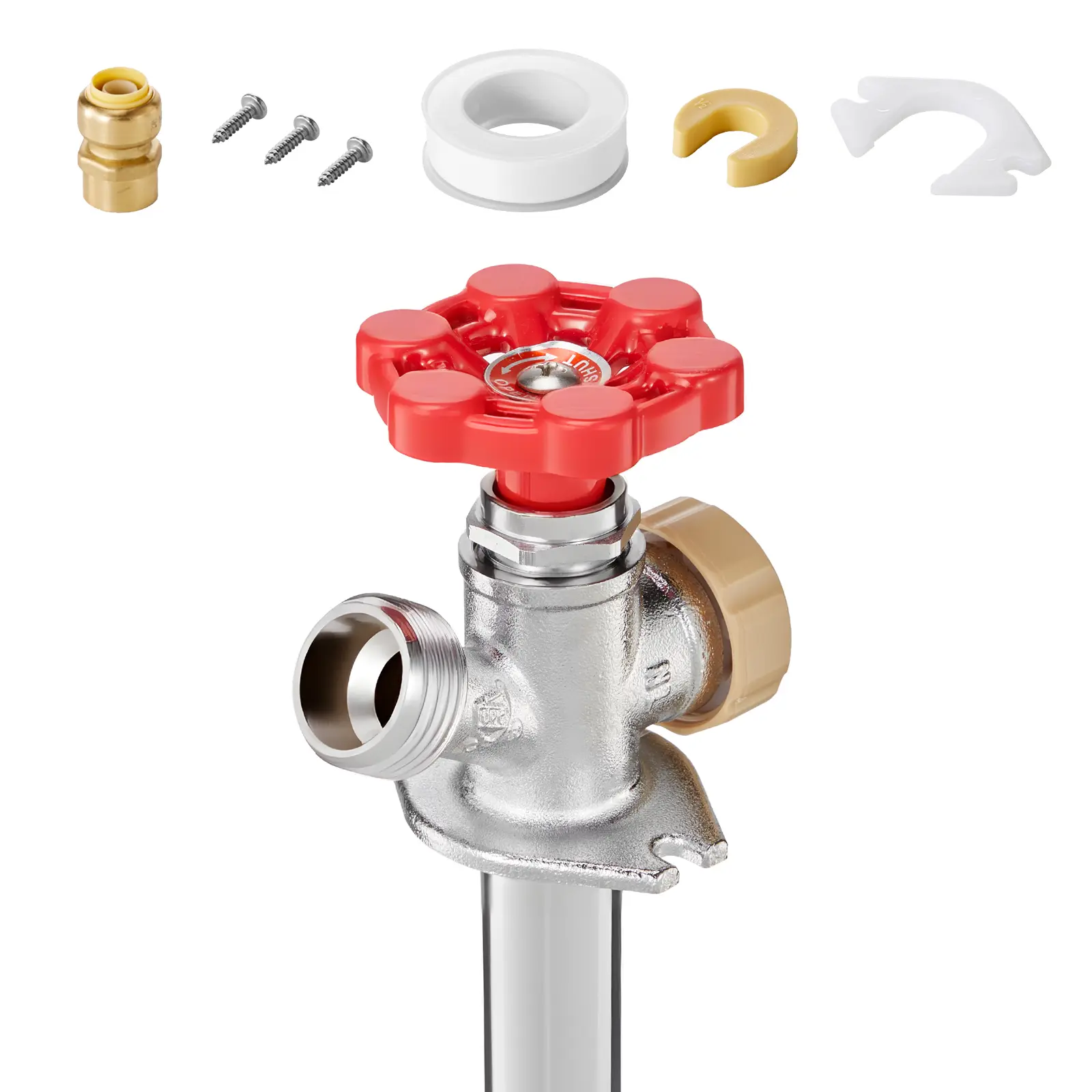 Anti-Siphon Frost-Proof Sillcock, 12" Freeze Proof Outdoor Faucet Bib with Backflow Preventer, 1/2" Push-to-Fit Connector X 3/4" Hose Bibb, No Lead Frost-free Spigot for PEX Copper CPVC Pipes