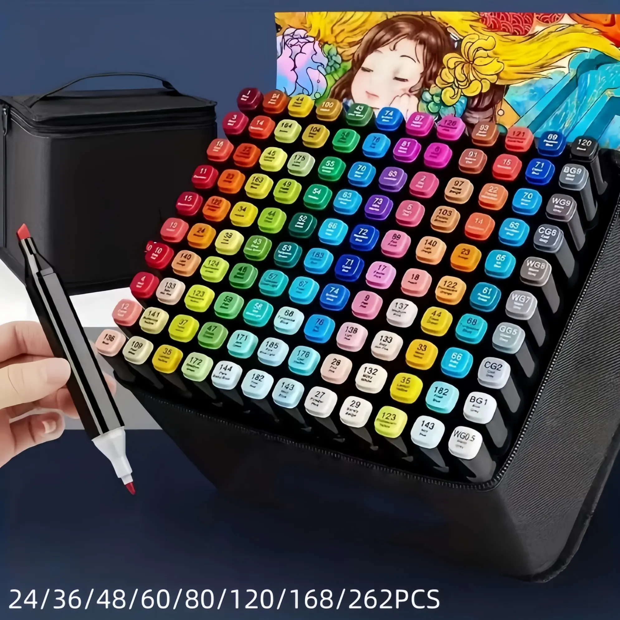 Dual-Ended Marker Set, 24/36/48/60/80/120 Colors, Art Markers for Adults, Dual Tip Marker, Double Ended Markers, Sketching, Coloring, Drawing Art Supplies, Gift for Kids, Festive Gifts
