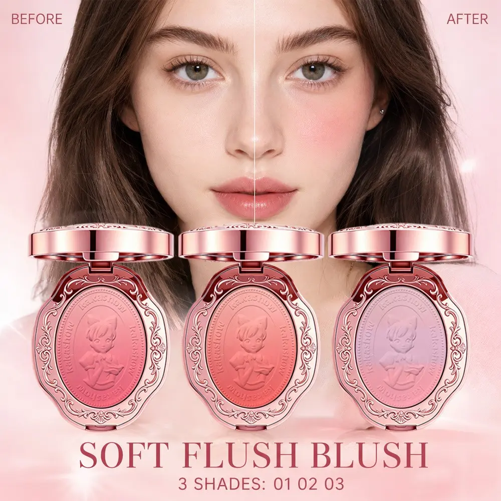 Kakashow Gradient Blush Powder, Fine Texture Natural Look, Enhances Complexion, Youthful Atmosphere Blush, Soft Matte Finish