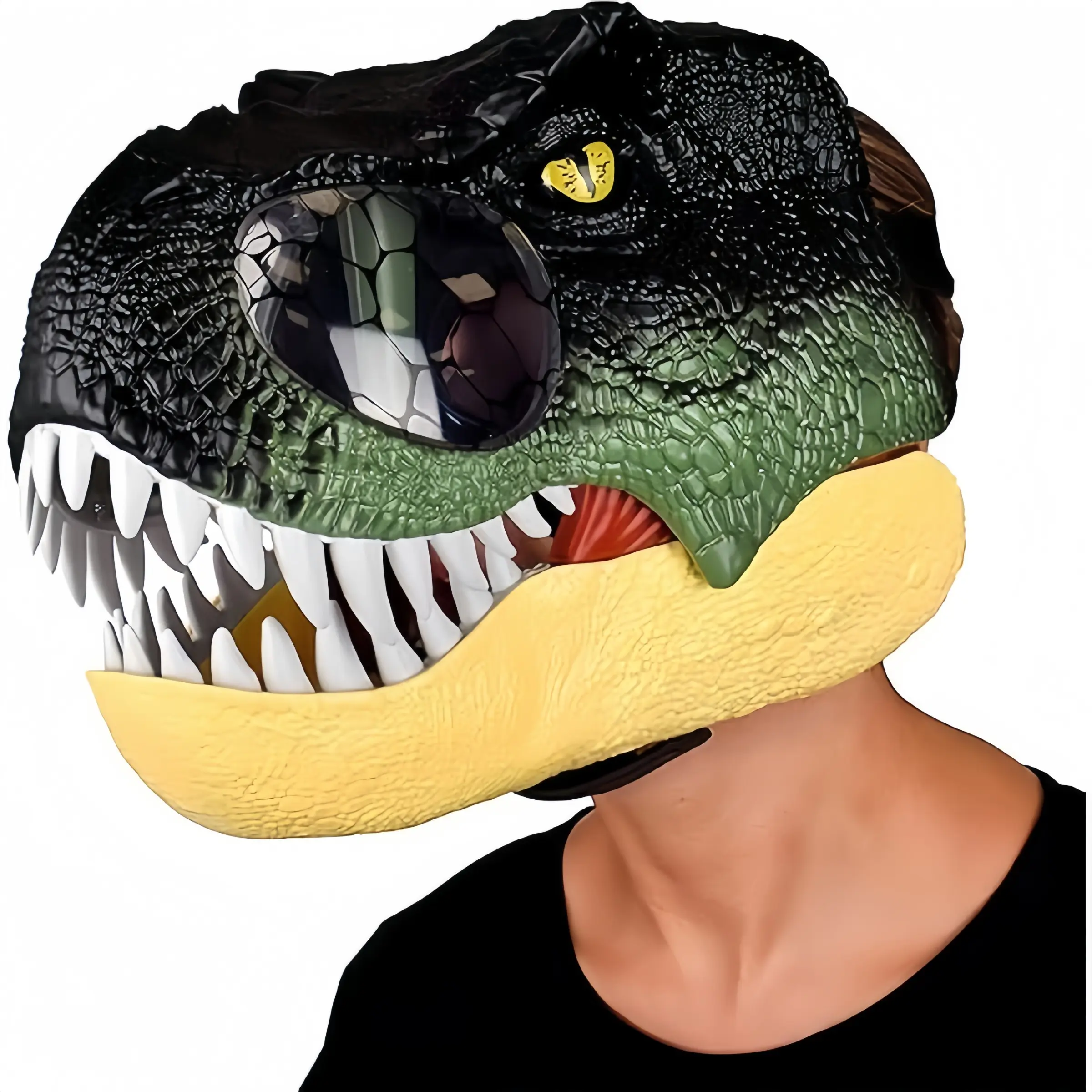 T-Rex Dinosaur Mask with Light & Roaring Sound, Movable Jaw Tyrannosaurus Rex Head Helmet, Halloween Cosplay Costume Dinosaur Toy for Party Role Play