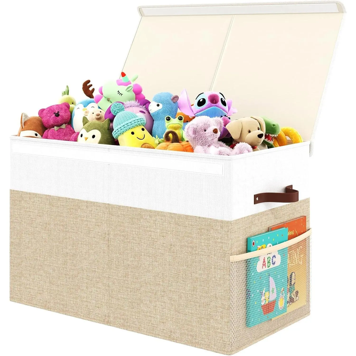 Large Toy Storage Box with Lid Upgraded Toy Storage Chest Organizer with Divider Foldable Toy Bin for Kids Boys Girls Playroom Nursery Bedroom (25"x13"x16")