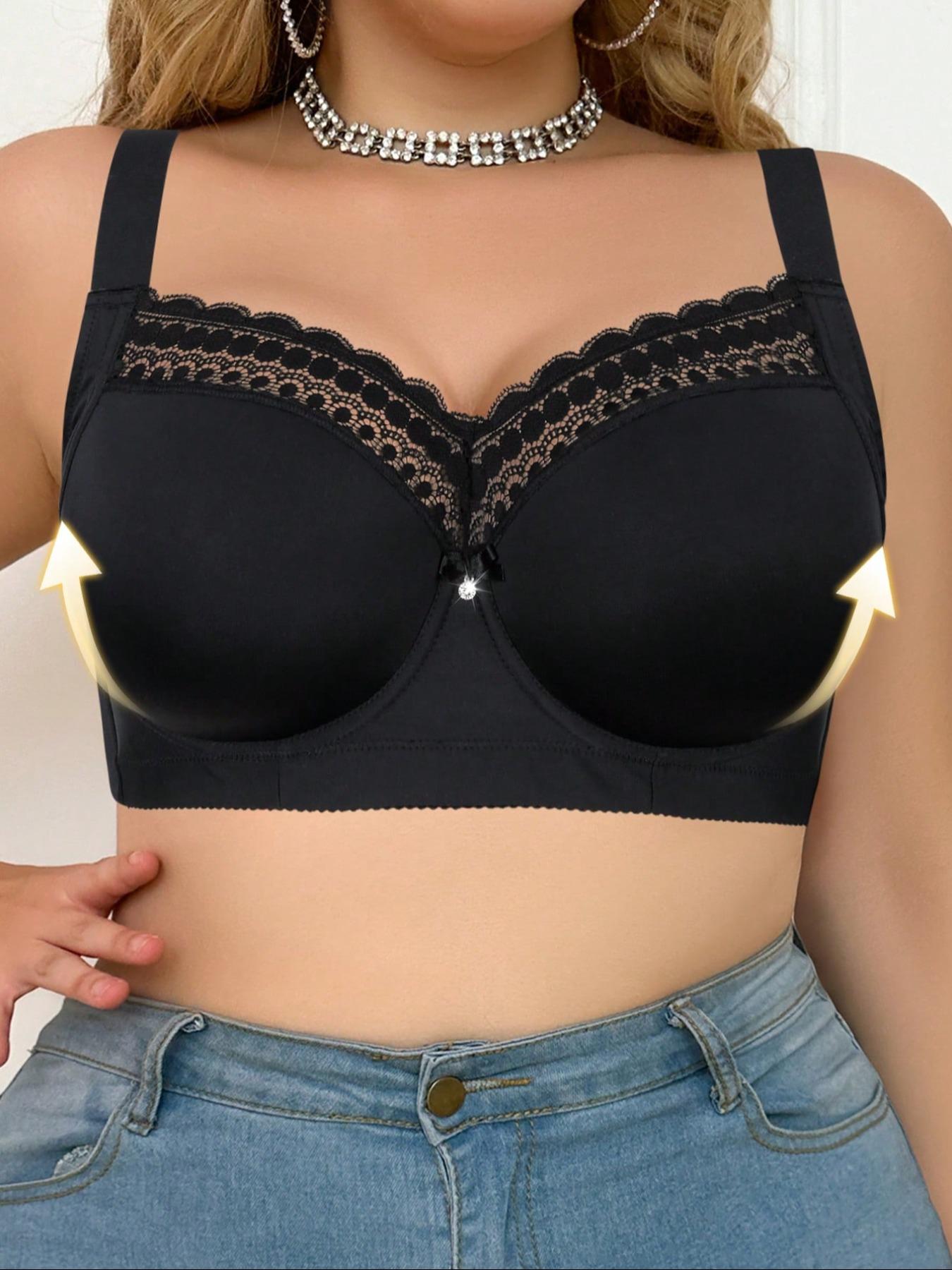 Women's Plus Size Bras Basic Casual Style Bra Supportive Medium Underwire Bra Full Coverage Bra Push Up Lingerie Anti Sagging Bra Comfort Smooth and Sexy Lace Bra Elegant Simple Bra Everyday Bra Halloween Lingerie Sports Bras for women