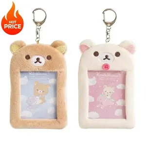 Rilakkuma Plushes ID Card Holder Keychains New Anime Relax Bear Passport Cover Key Ring School Bus Bank Cards Bags Pendants Gift