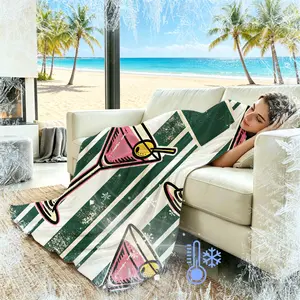 Retro American Cocktail Cooling Blanket, Q-MAX>0.3 Ultra-Soft Microfiber Summer Blanket, Breathable & Skin-Friendly, Lightweight for Home Office Camping, Perfect Gift