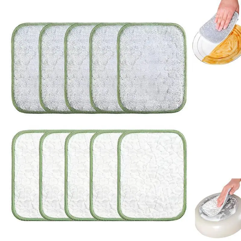 10 Pcs Multipurpose Non-Scratch Wire Scrubber Cleaning Cloths, Reusable Practical Cleaning Products for Camping Home Kitchen Sinks, Glass, Wall (Wet-Dry Double-Sided, Random Assortment)