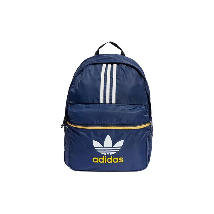 Adidas Originals Trefoil Logo Zippered Backpack for Men and Women – Recycled Nylon, Classic Style, Navy Blue