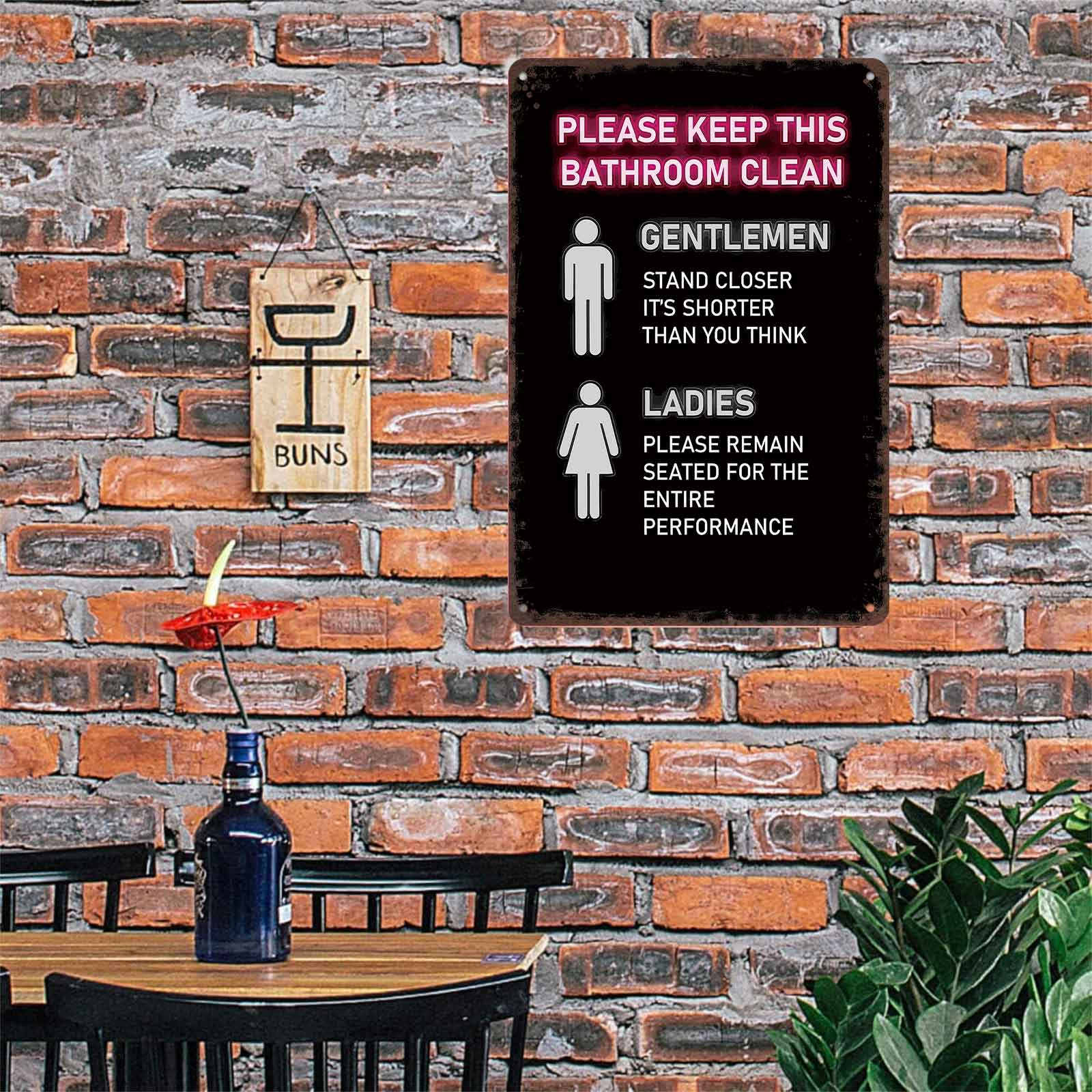 8x12 Inch Aluminum Metal Sign - "Please Keep This Bathroom Clean" Funny Gendered Toilet Rules |   Perfect for Home Bathroom, Guest Restroom, Bar, Restaurant, and Public Restrooms |   Retro Rustic Tin Plaque, Easy to Hang, Hilarious Bathroom Decor