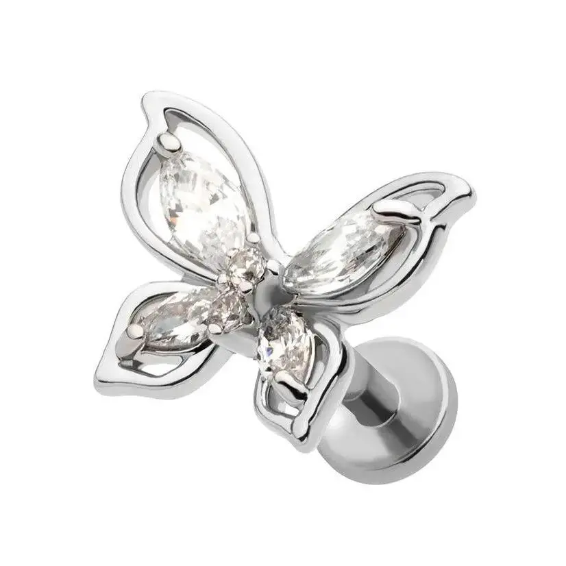 CZ Stainless Steel Threadless Labret