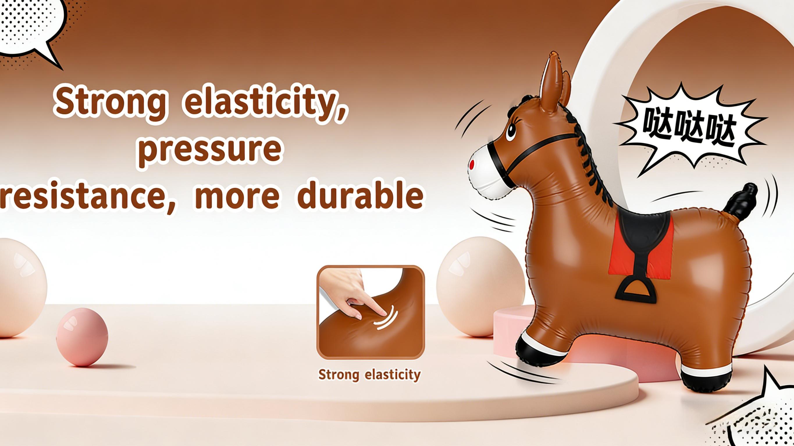 Bouncy Horse Hopper Toys, Toddlers Bouncing Farm Animals Inflatable Jumping Hopping Horse, Ride on Rubber Bouncer for Kids, Outdoor Indoor Cool Birthday Gifts for 2 3 4 5Year Old Girl Boy