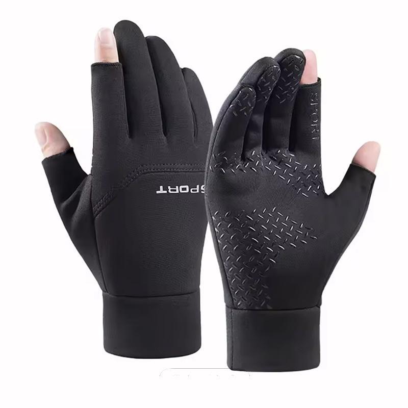 Winter Fishing Men's Gloves Women Cycling Warm Anti-Slip Gloves for Fishing Sports Touch Screen Two Fingers Cut Outdoor Angling
