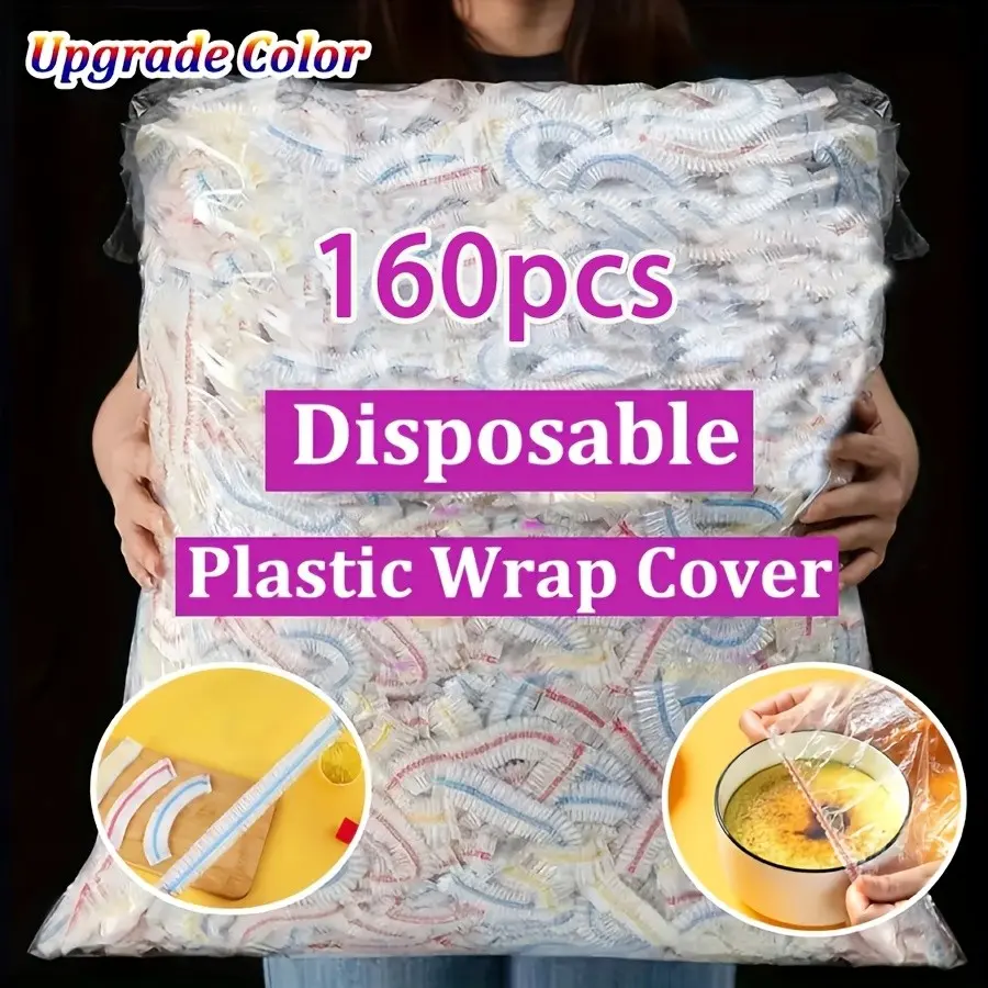 160 Pack Individually Wrapped PET Cling Film Suitable for Leftovers, Fruits, Meats, Vegetables - Transparent Leakproof Airtight No-Tear Dishwasher Safe Food Storage Lids, PE Suitable for Bowls, Plates, Containers, Hygienic Preservation Covers