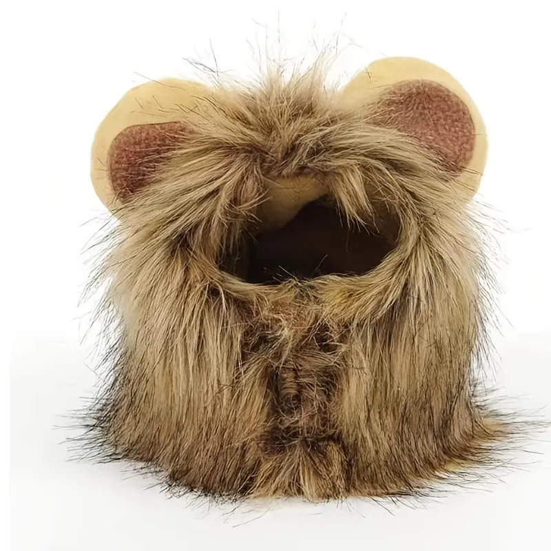1pc Pet Lion Head Hood with Ears, Funny Decorative Hat, Cute and Amusing Accessory for Cats and Dogs,Halloween Pet Costume Hat