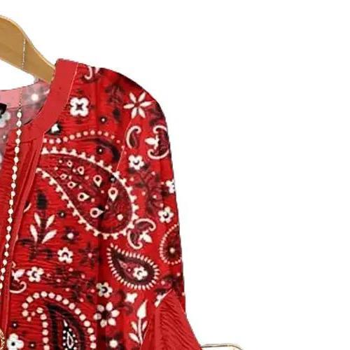 NewCherrybetty Paisley Print Ruffle Sleeve  Going Outfits Blouses  Vintage 90s  Funny Shirts  Elegant Classy  Blouse Fathersdaygifts tops