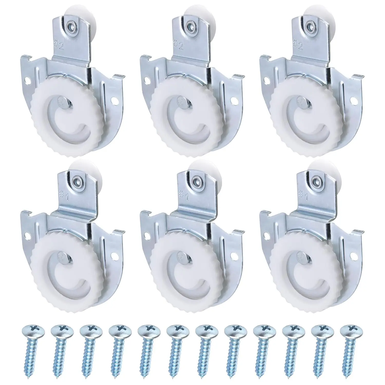 6- Sliding Closet Door Roller Set, Upgraded Bearing Top Roller Kit with Adjustable Screws and Hooks Hardware  for Smooth Sliding Wardrobe/Closet/Cabinet Doors
