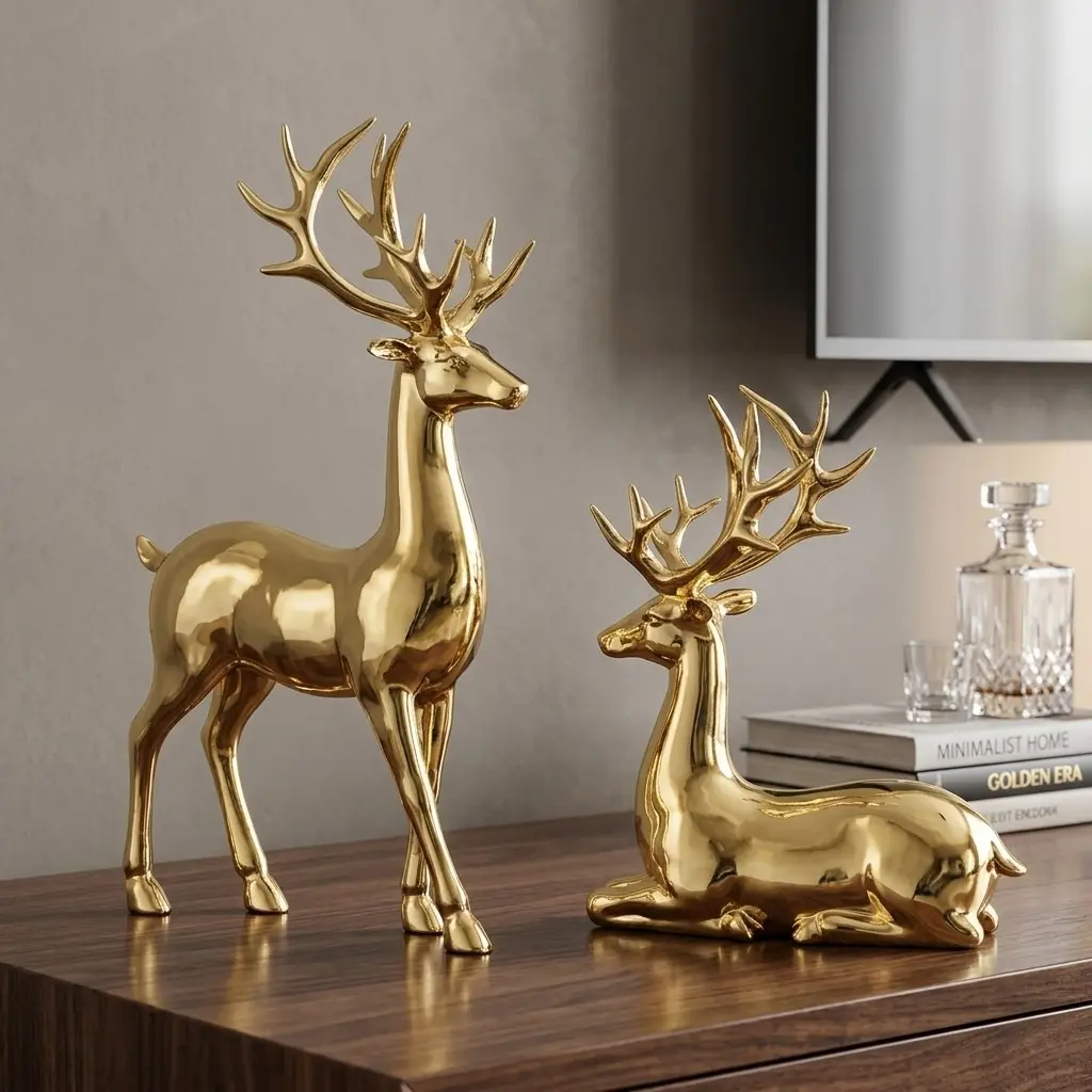 Nordic Wind-Decorated Reindeer Ornaments, Resin Sculptures, Modern Luxury Home Decor, Perfect for Moving-In, Opening, Wedding Gifts, Beautiful Design