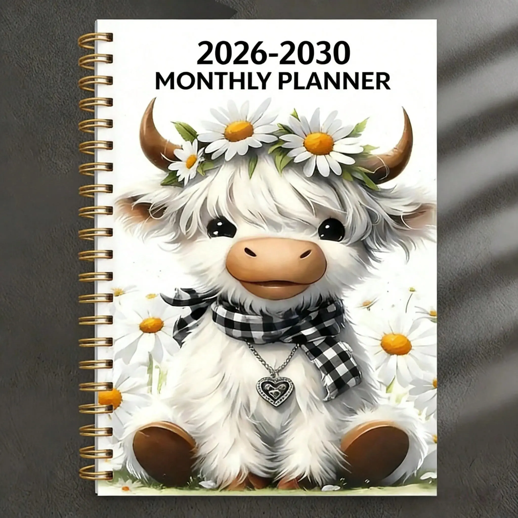 2026-2030 Calendar - 5-Year Calendar From January 2026 To December 2030, Cartoon Highland Cow Theme Cover Design, Annual Calendar Planner, Monthly Tabs, 60-Month Calendar, 5.5" X 8.3" School Supplies