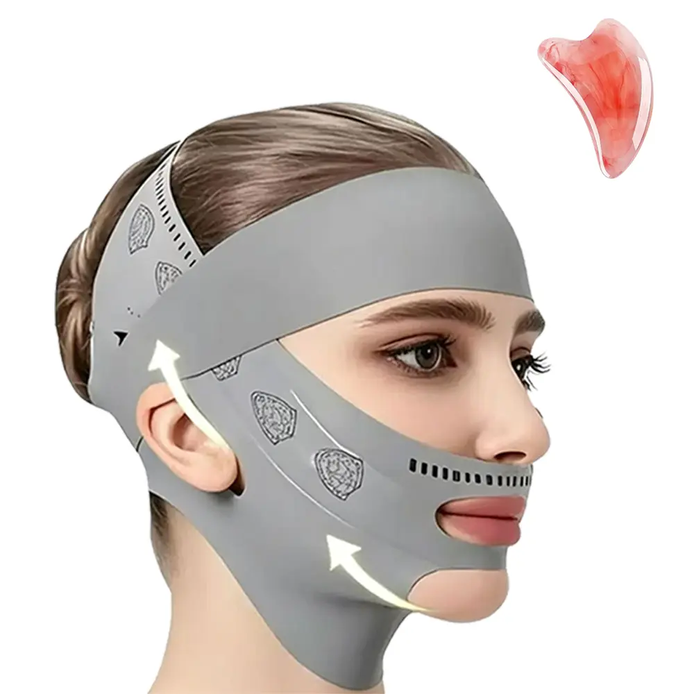 Lifting and Firming Double Chin Sleep Mask For Men and Women Anti-Sagging Breathable Bandage Improves Facial Forehead Lines and Nasolabial Folds Chin Up Mask Repairing Mask Under Eye Masks derma stamp