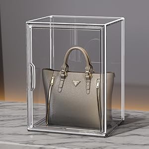 Acrylic Box Display Case, Clear Plastic Stackable Storage Bins with Magnetic Attraction Lid, Showcase for Cosmetic, Large Figures Collectibles (5 Pack, X-Large)