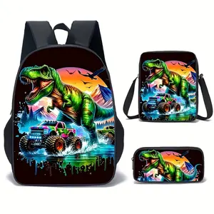 [3pcs Backpack Set] Luggage Organizer Set 3pcs Backpack, Crossbody Bag, Pencil Case, Large Capacity Compartment Backpack, Back-To-School Season Storage for Study Supplies, Back-To-School Bag, Travel Organizer, for Back-To-School, Class, Outdoor Activities