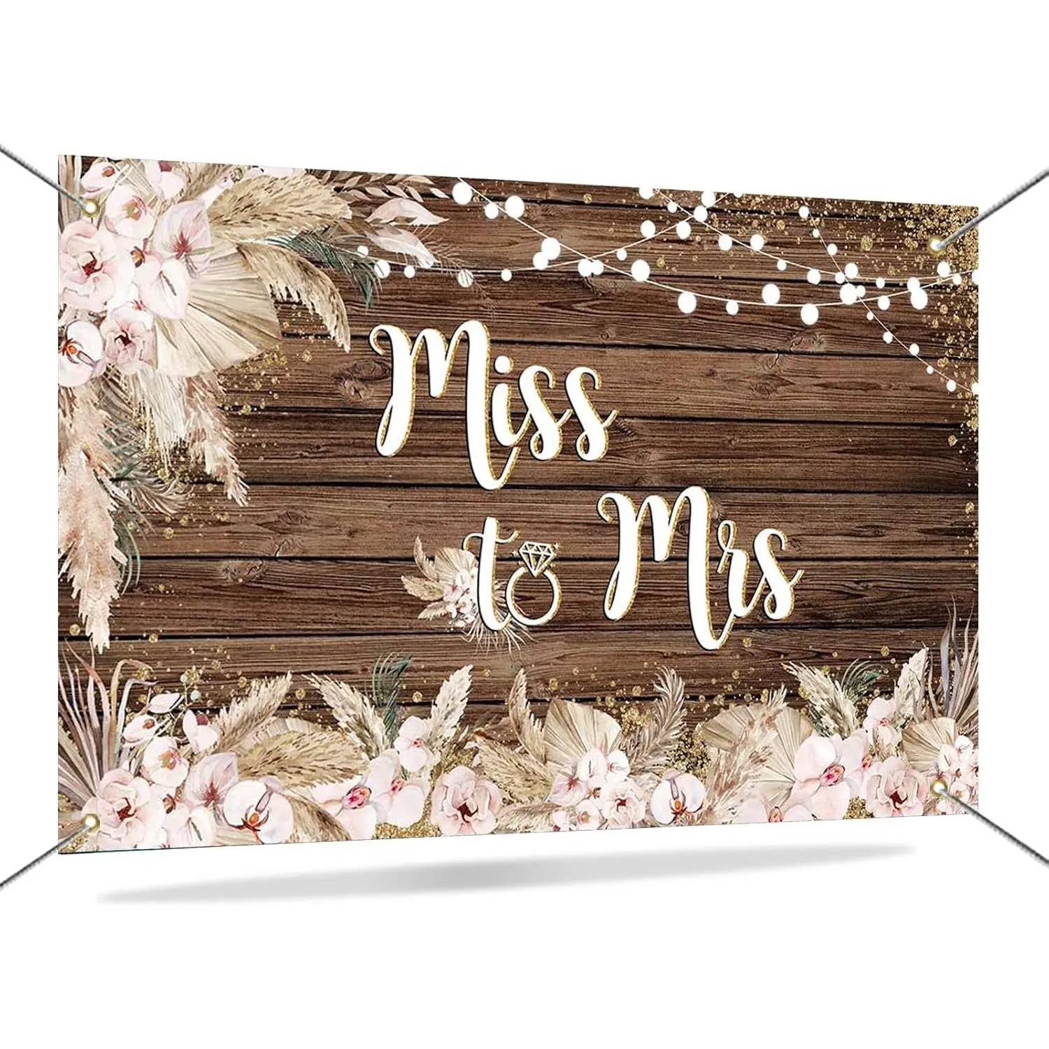 Miss to Mrs Banner Backdrop Boho Bridal Shower Backdrop Decorations Rustic  Bride to Be Background for Wedding Engagement Party Decorations Photo Booth Props 70.8 x 43.3 Inch