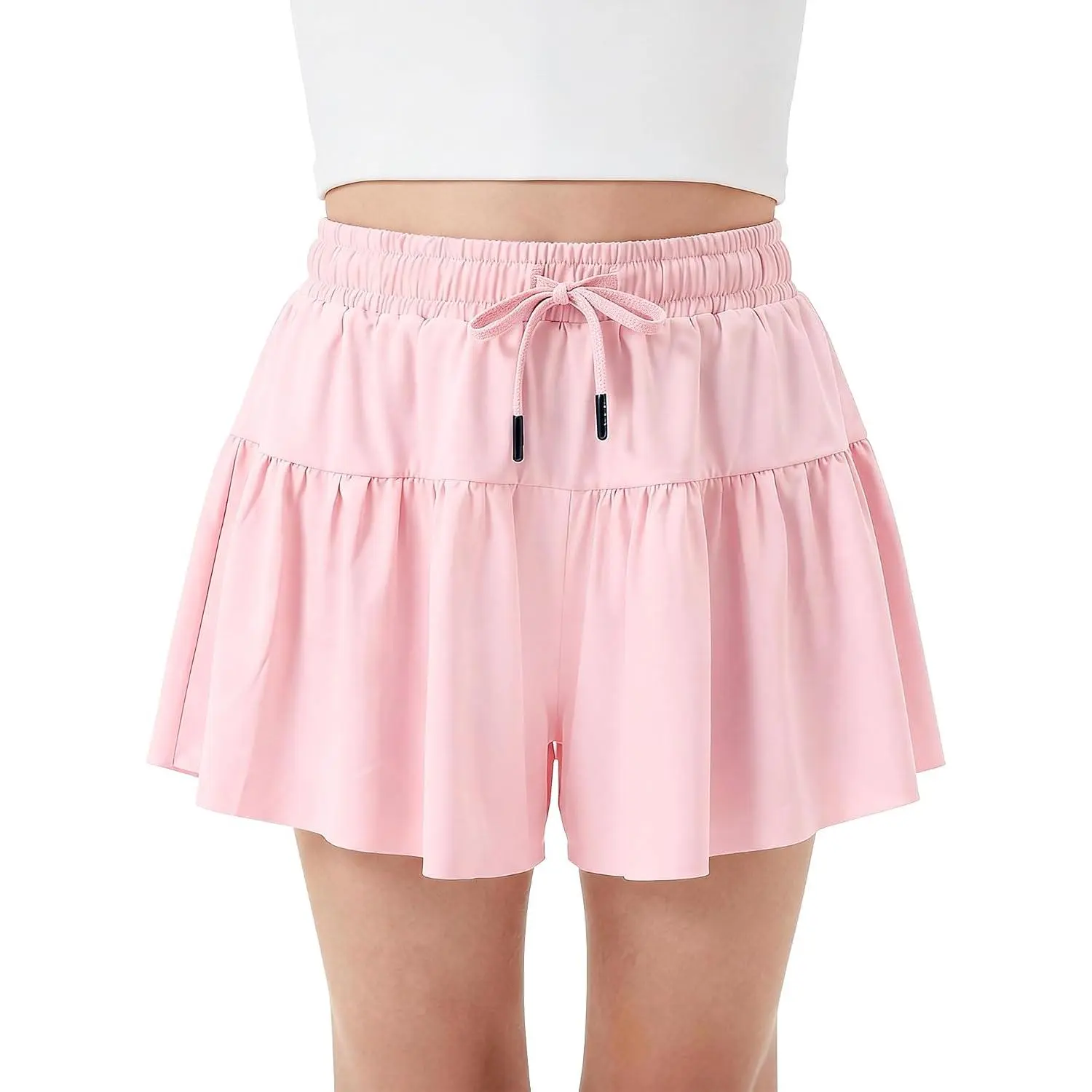 Girls 2 in 1 Butterfly Shorts Flowy Athletic Shorts with Pocket | Flowy Butterfly Layer, Built-In Shorts, Hidden Side Pockets, Running, Dance, Cheer, Tennis, Sports, Everyday Wear