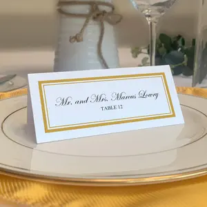 Double Line Border Printable Place Cards, Gold, Set of 60 (10 Sheets), Laser & Inkjet Compatible - Wedding, Party, Dinner, and Special Events - Made in the USA