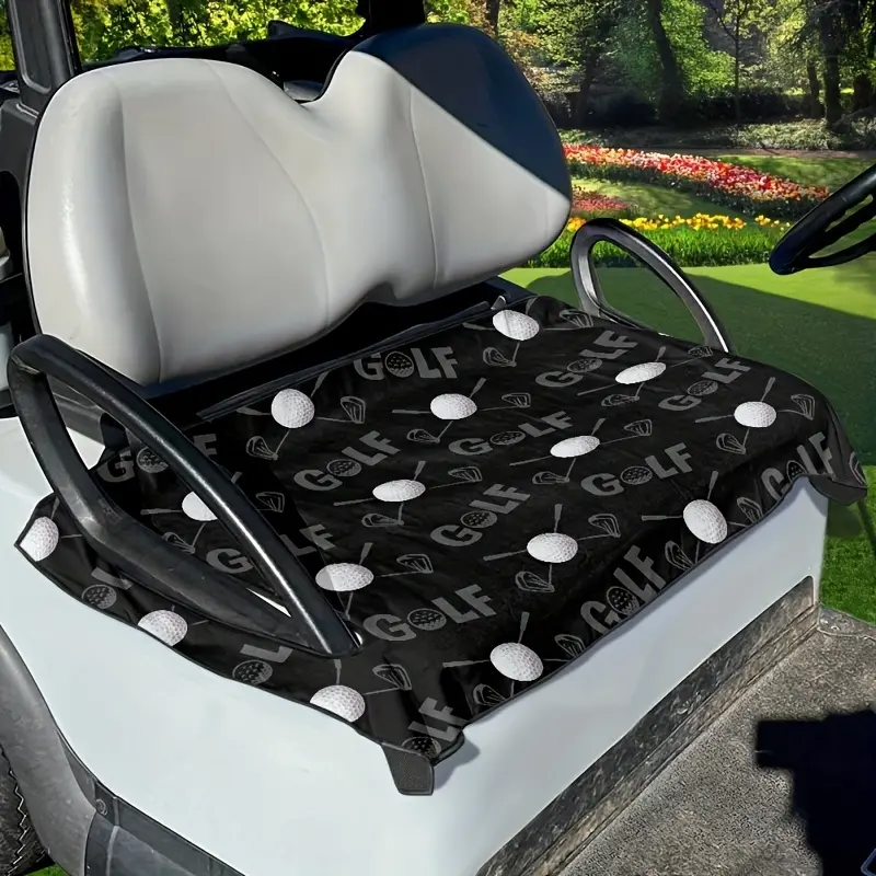 Golf Cart Seat Cover - Polyester Fiber, Universal Fit, Golf-Theme Style, Multicolor-A, Heat Guard Layer, Durable, Washable Club Car Accessory