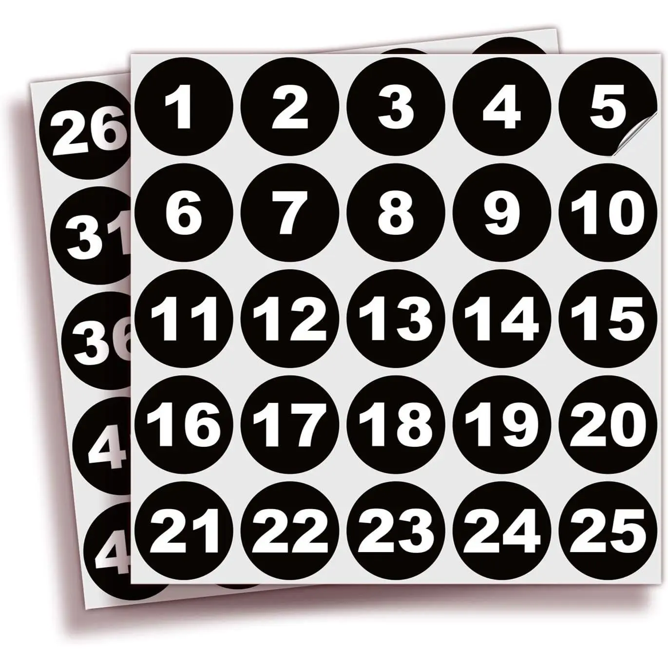 Black Consecutive Number Stickers – 1 to 50, 1.5-inch, 1 Set – Vinyl Black Self Adhesive Premium Decal, Ideal for Inventory, Storage, Organizing, Boxes, Bins, Toolbox, Lockers & More, Outdoor