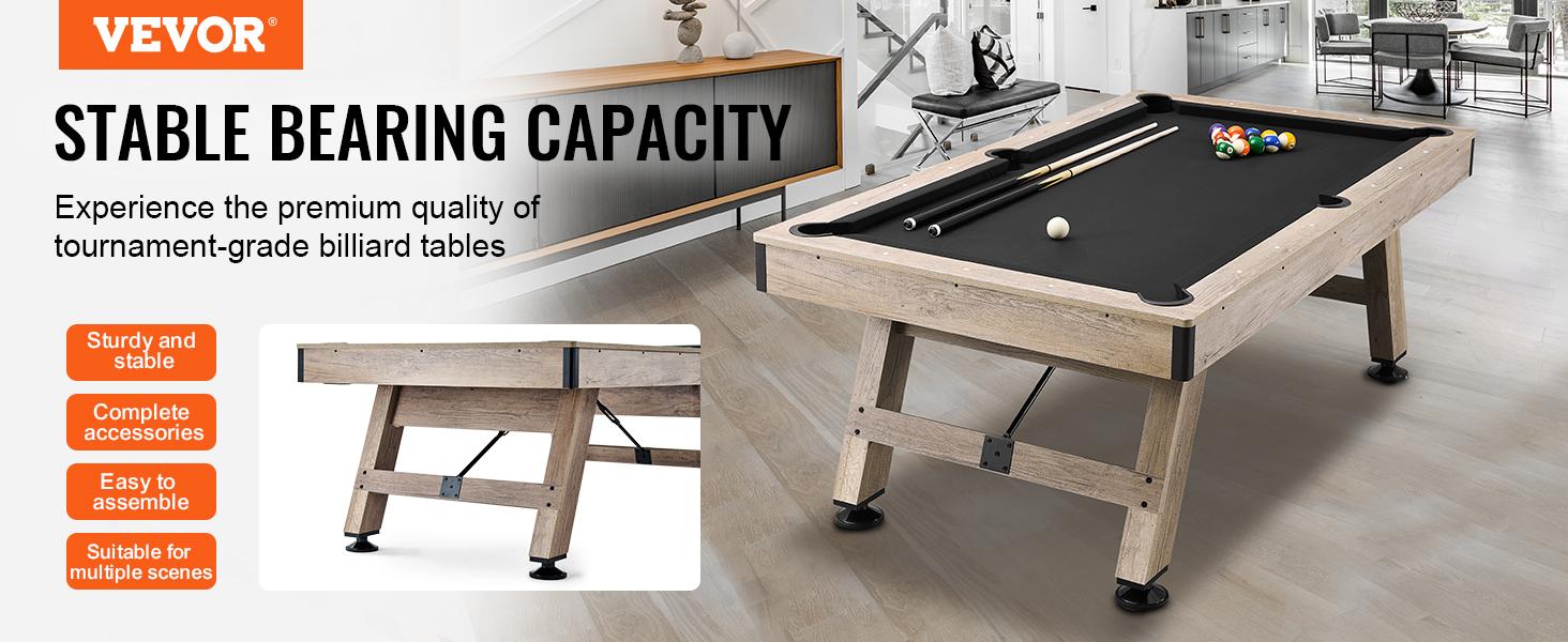 VEVOR Billiards Table, 7 ft Pool Table, Adjust Legs Stable Billiards Table, Pool Table Set Includes Balls, Cues, Chalks and Brush, Wood Color with Black Cloth, Perfect for Family Game Room Kids Adults VEVOR Billiards Table, 7 ft Pool Table, Adjust Legs Stable Billiards Table, Pool Table Set Includes Balls, Cues, Chalks and Brush, Wood Color with Black Cloth, Perfect for Family Game Room Kids Adults