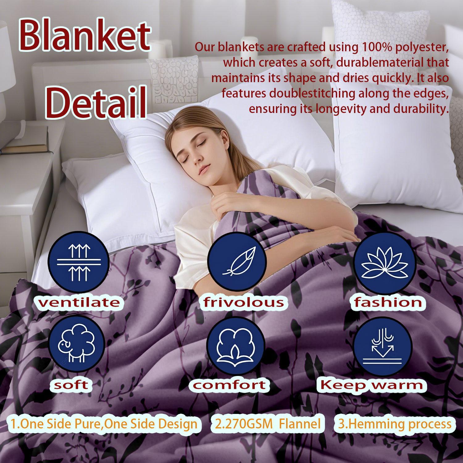 Leaf Pattern Blanket, Floral Blanket, Soft Comfortable Throw Blanket, Warm Napping Blanket for Home Office Travel Camping, Soft Comfy Blanket