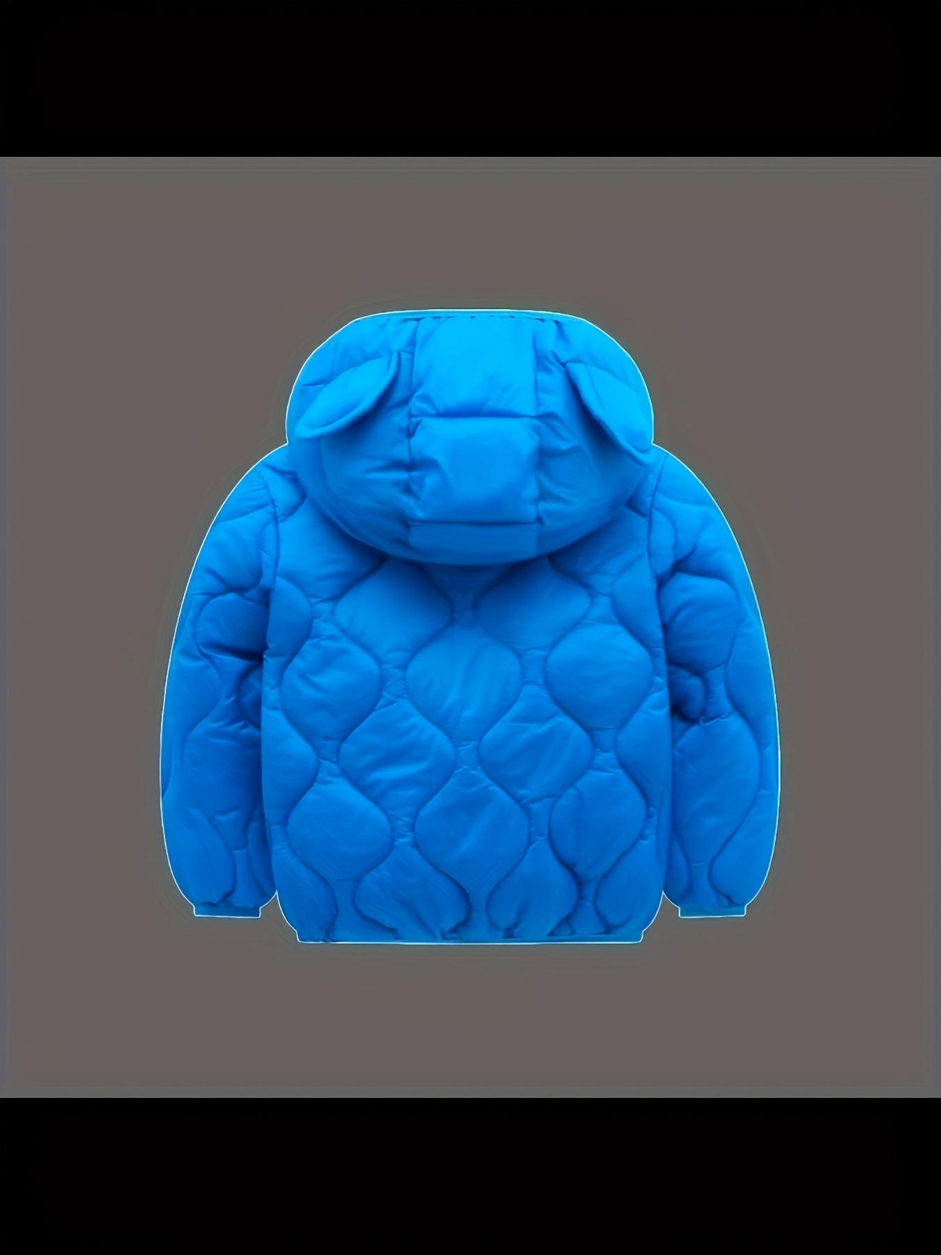 Boys' Adorable Blue Bear Ear Hooded Sweatshirt - Soft Polyester-Lined Warm Pullover with Zipper Closure, All-Season Casual Long Sleeve for Casual Attire