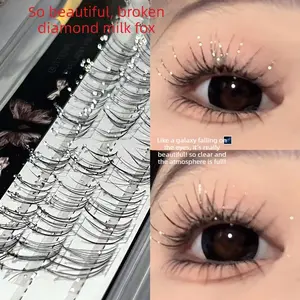 Diamond Glitter Segmented Cluster Eyelashes, Cute Fox Style, Natural Wispy Texture, Starry Design, Perfect for Photos, Easy to Apply